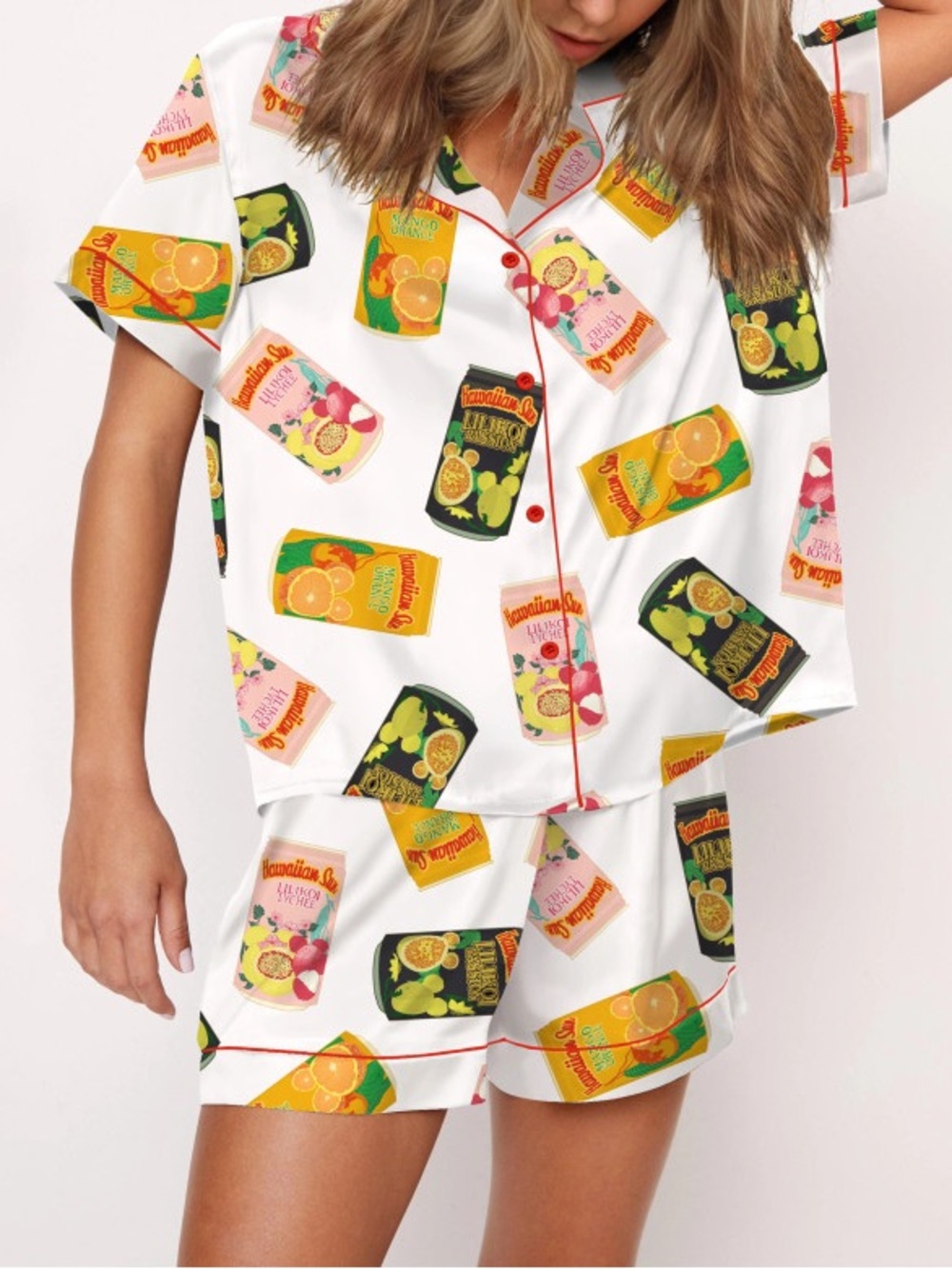 Sheshow Hawaiian Drinks Satin Pajama Set For Women L Nwt PJ1-1 ‼️LAST ONE LEFT